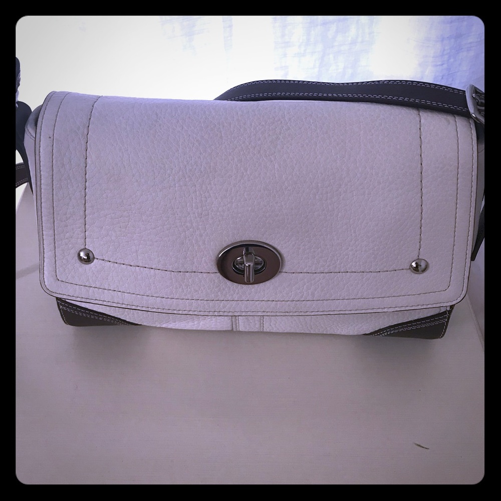 Coach Leather Handbag White & Brown